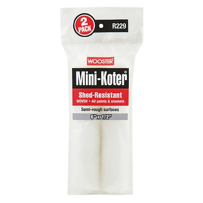 Wooster 00R2290060 Mini-Koter Paint Roller Cover, 6 in. x 1/2 in., 2-Pack