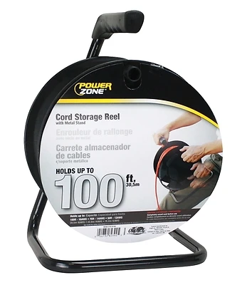 PowerZone ORCR3000 Cord Storage Reel With Metal Stand, 100 Ft