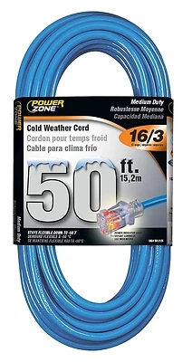 PowerZone ORCW511630 Cold Weather Extension Cord, 16/3, 50 Ft.