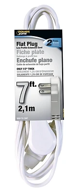 PowerZone OR920607 Indoor Extension Cord, 3 Outlet, 16 AWG, 7 Ft, White