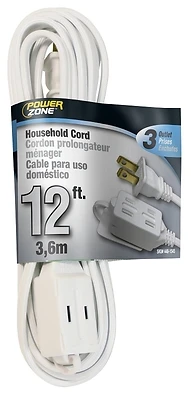 PowerZone OR660612 Indoor Extension Cord, 16 AWG, 3 Outlets, 12 Ft