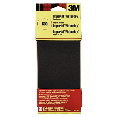 Imperial Wetordry Sanding Sheet 600 Grit 3-2/3 In. X 9 In. 10 Pk