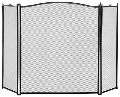 Homebasix 3-panel Fireplace Screen, Antique Silver And Black, 30.5 X 52 Inches
