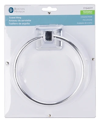 Boston Harbor CSC 8586-3L Towel Ring, Aluminum, Chrome, Screw Mount