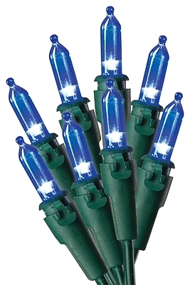 Holidaybasix U10e406e 50l Blue Led Mini Light Set, 120v, 4.8w, 13.58 Ft, Pack Of 24