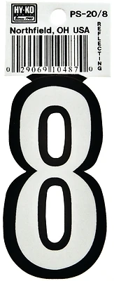 Hy-ko Ps-20/8 Reflective Vinyl House Number 8, 3.25 In. (pack Of 10)