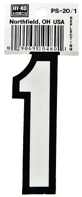 Hy-ko Ps-20/1 Reflective Vinyl House Number 1, 3.25 In, Weatherproof, Pack Of 10
