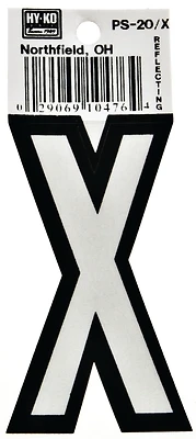 Hy-ko Ps-20/x Reflective Vinyl House Letter X, 3.25 In, Pack Of 10