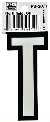 Hy-ko Ps-20/t Reflective Vinyl House Letter T, 3-1/4 In, Pack Of 10