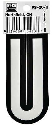 Hy-ko Ps-20/u Reflective Vinyl House Letter U, 3-1/4 In, Pack Of 10
