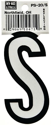 Hy-ko Ps-20/s Reflective Vinyl House Letter S, 3.25 In, Pack Of 10, Weatherproof