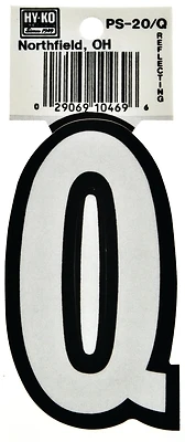 Hy-ko Ps-20/q Reflective Vinyl House Letter Q, 3-1/4 In, Pack Of 10