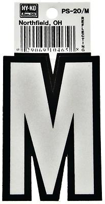 Hy-ko Ps-20/m Reflective Vinyl House Letter M, 3.25 In, Pack Of 10