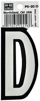 Hy-ko Ps-20/d Reflective Vinyl House Letter D, 3-1/4 In, Pack Of 10
