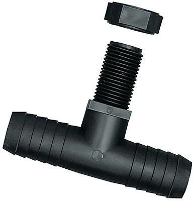 Ntt 38 P Hose Tee, 3/8 Barb X 11/16 Male Union, Polypropylene