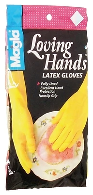 Spontex 69983 Latex Gloves, Large, Yellow with Cotton Flock Lining