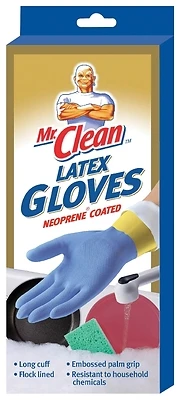 11953 Large Rubber Protector Gloves With Nonslip Grip And Cotton Lining