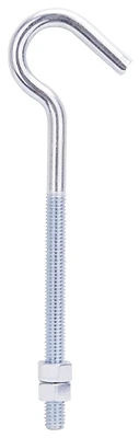 Lr326 Steel Zinc Hook Bolt With Nut, 7 In, Pack Of 10