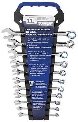 Tr-h1101 11-piece Metric Combination Wrench Set, Chrome, 7-19 Mm Sizes