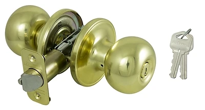Polished Brass Ka3 Entry Ball Knob Set For 1-3/8 To 1-3/4 In Thick Doors
