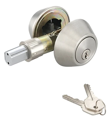 Prosource Double Cylinder Deadbolt, Stainless Steel, Mobile Home