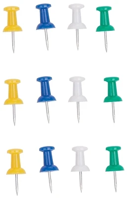 ProSource Push Pins, 23 mm, Plastic, Assorted Colors, 16-Pack