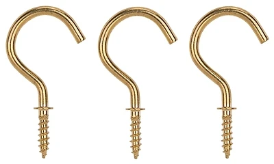 ProSource PH-122315-PS Solid Brass Cup Hook, 5/32 In Thread, 1.25 In