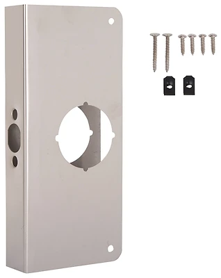 Prosource HSH-048SBN-PS Door Reinforcer, Steel, Brushed Nickel, 4 x 9 In.