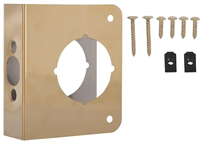 Prosource HSH-042SBP-PS Door Reinforcer, Brass Plated, 4x4-1/2 In