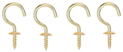 Solid Brass Cup Hook 1 Inch Rust-resistant Decorative 4 Piece Set