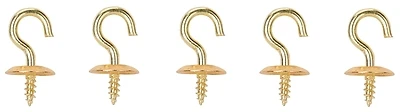 Solid Brass Cup Hook 1/2 Inch Rust-resistant 5 Piece Set