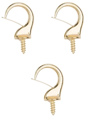 ProSource PH-122242-PS Cup Hook, 1-1/4 In, Zinc Alloy, Polished Brass