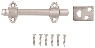 Prosource 23260-SC-PS Surface Bolt, Steel, Satin Chrome, 4 In.