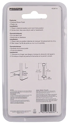 3 Inch Heavy Duty Rigid Baseboard Door Stop In Polished Brass