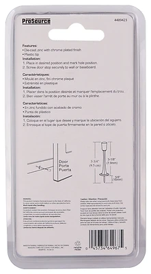 Rigid Door Stop 3-1/8in Chrome Plated Baseboard Mount H20-z022c-ps