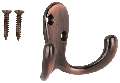 Prosource 23263VCB3L-PS Double Prong Robe Hook, Venetian Bronze, 1-13/16 In