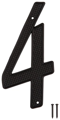 House Number 4, Black, 4 Inch, Zinc Plated Steel