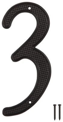 House Number 3, Black Finish, 4 Inch, Die-cast Zinc