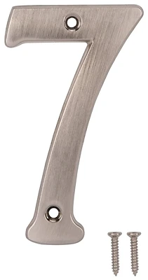 Satin Nickel House Number 7, 4 Inch Die Cast Zinc