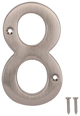 Satin Nickel House Number 8, 4 Inch Die-cast Zinc