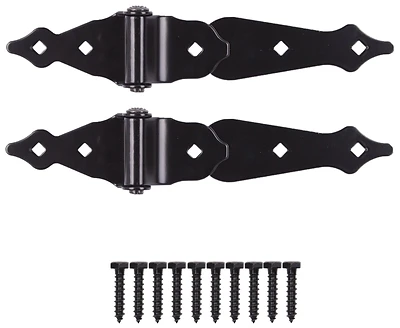 8 Inch Extra Heavy Duty Ornamental Strap And Leaf Hinge - Steel, Powder Coated