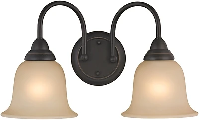 Light Bath Wall Fixture, 2 Light, Amber & Oil Rubbed Bronze
