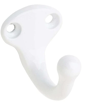 Ives 581a-w White Low Profile Single Cast Aluminum Wardrobe Hook With 1 5/8" Projection
