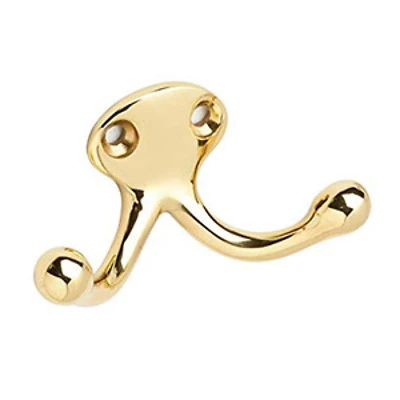 Ives By Schlage 582a3 Double Wardrobe Hook, Polished Brass, 1-1/8 In. Projection