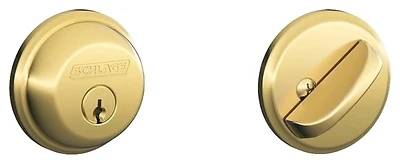 Schlage B60N 505 Single Cylinder Deadbolt, Brass, C Keyway, Adjustable Backset