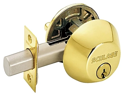Schlage B60n605 Single Cylinder Deadbolt K4 In Bright Brass Finish