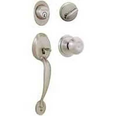 Plymouth/georgian Satin Nickel Handleset F60plygeo619 For Entrance Doors