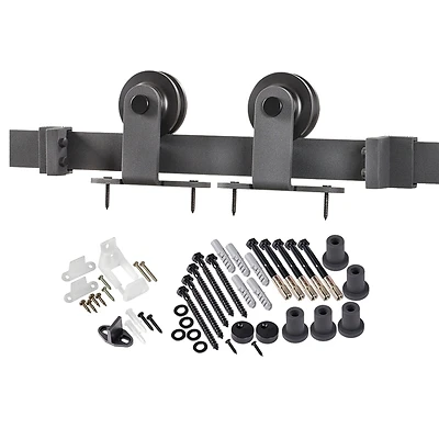 Matte Black Top Of Door Barn Hardware Kit For 1-3/8 Or 1-3/4 In Thick Doors