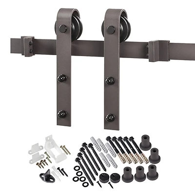 Antique Bronze Barn Door Hardware Kit For 1-3/8 In Thick Doors