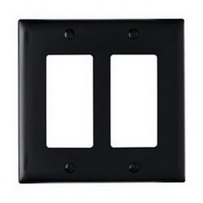 Tp262-bk Black 2-gang Nylon Wall Plate With Two Decorator Openings